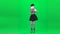 Mime woman acting like she photographer. Chroma key. Full length.