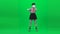 Mime woman is calling someone, talking. Chroma key. Full length.