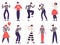 Mimes characters. Silent actors, pantomime and comedy performing, funny mimic poses. Male and female mimes characters