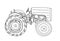 Mimi Tractor  Vintage hand drawn vector line art illustration