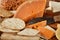 Mimolette cheese with gourmet crackers