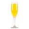 Mimosa cocktail with bubbly champagne and orange juice on white background