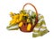 Mimosa, willow twigs and tulips in a basket