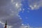 Minaret against a beautiful sky with clouds in Russia