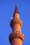 Minaret of the Blue Mosque with the moon, Istanbul