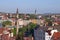 Minaret and churches cityscape Eger