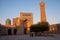 Minaret Kalon and Madrassah Miri Arab. Ensemble Poyi-Kalon. Bukhara. Uzbekistan. 05.05.2019