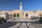 The minaret of a mosque in Old Jerusalem seen through an arch on the Haram es Sharif also known as the Temple Mount, Israel