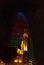 Minaret of a mosque in Upland park with night illumination