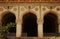 Minaret at old Mosque Front View at the tombs of the seven Qutub Shahi rulers in the Ibrahim Bagh India