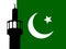 Minaret with Pakistani Flag