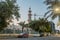 Minaret of Sharif Hussein bin Ali Mosque in Aqaba, Jordan in the early morning