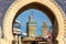 Minarets of Fes seen throuth Bab Bou Jeloud Gate. Morocco