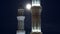 Minarets of The Hazrat Sultan Mosque in Astana timelapse at night with full moon, Kazakhstan