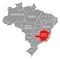 Minas Gerais red highlighted in map of Brazil