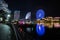 Minato Mirai nightview with illumination and reflection. Landscape orientation