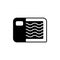 Minced meat. Silhouette icon of ground-meatin rectangular packaging with label. Black simple illustrationof semi-finished meat