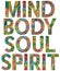 Mind body soul spirit. Vector decorative zentangle object for decoration