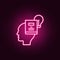 Mind, Book, lightbulb neon icon. Elements of Creative thinking set. Simple icon for websites, web design, mobile app, info