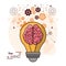 The mind bulb brain gears idea intelligence design