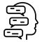 Mind chat bubble icon, outline style