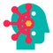Mind control, thought manipulation flat vector icon