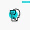 Mind, Dialog, Inner, Head turquoise highlight circle point Vector icon