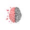 Mind headache. Human brain with zippers. Headache, stress, insanity. Human brain logo icon in line style on white background