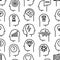 Mind process seamless pattern with thin line icons: intelligence, passion, conflict, innovation, time management, exploration,