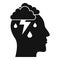 Mind thunderstorm icon, simple style