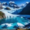 mindblowing scene of glaciers with frozen lake and