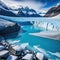 mindblowing scene of glaciers with frozen lake and