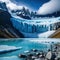 mindblowing scene of glaciers with frozen lake and