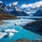 mindblowing scene of glaciers with frozen lake and