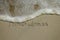 Mindfulness concept, mindful living, text written on the sand of beach