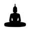 Mindfulness Meditation Buddha, black and white illustration