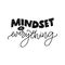 Mindset is everything. Motivational quote about fixed and growth mind set. Inspirational slogan for coaching and