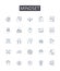 Mindset line icons collection. Attitude, Perspective, Outlook, Philosophy, Belief system, Mentality, Worldview vector