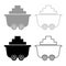 Mine cart or trolley of coal icon set grey black color
