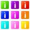 Mine dynamite icons set 9 color collection