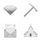 Mine, mail and other monochrome icon in cartoon style.travel, religion icons in set collection.
