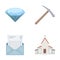 Mine, mail and other web icon in cartoon style.travel, religion icons in set collection.