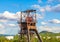 Mine tower and cloudy sky