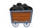 Mine trolley, cart with coal vector illustration isolated on white background in cartoon style. Retro, underground