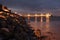 Minehead Harbour at night