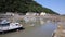 Minehead harbour Somerset England with boats in summer PAN