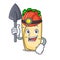 Miner burrito mascot cartoon style