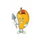 Miner character mango fruit with cartoon mascot