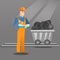 Miner checking documents vector illustration.