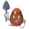 Miner coffee bean mascot cartoon